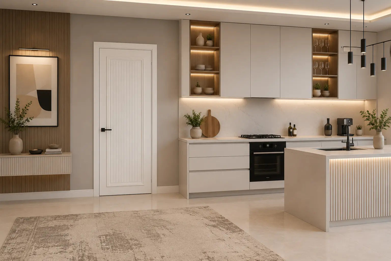 درب اتاقی و کابینت مدرن سفید